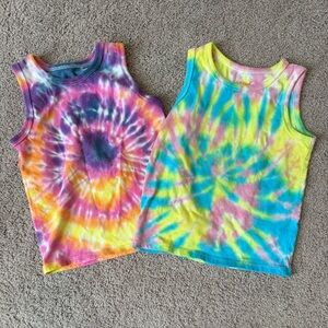 Cat & Jack White Tank Tops Tie-Dyed